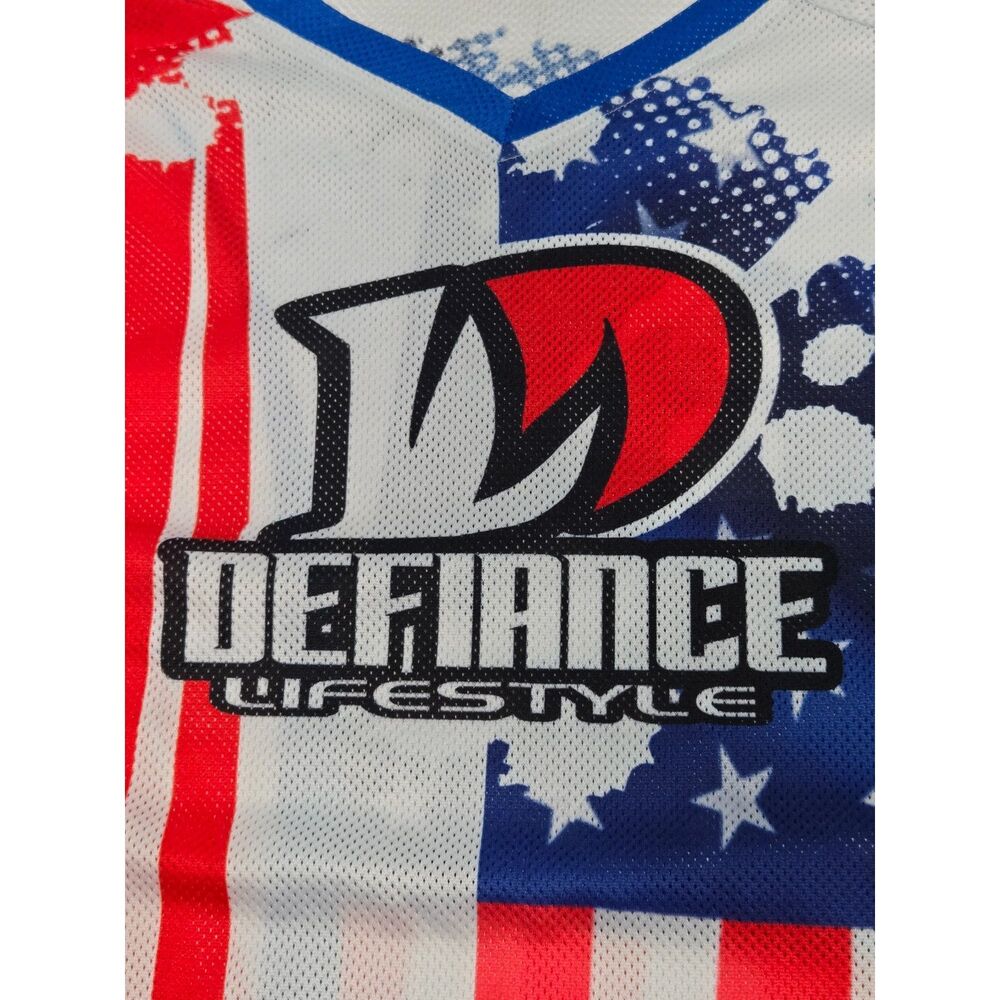 Defiance Lifestyle USA Flag MX Motocross Jersey | Men's Size XL | Red White Blue - Picture 3 of 12